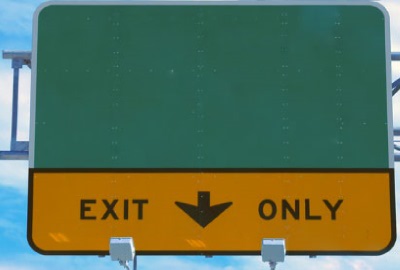 Image of road sign 'exit only' signifying the need to discontinue troubled projects.